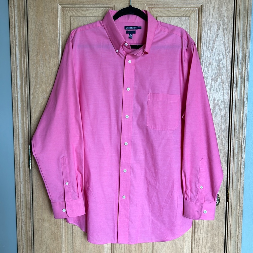 Croft & Barrow | Men’s Coral/Pink Dress Shirt | Size 17.5, 34/35